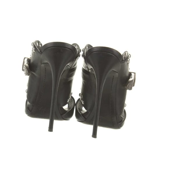 💌Giuseppe Zanotti Leather Slides Black Studded  Size 37.5EU - Picture 2 of 7